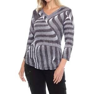 NEW CARINE weave vneck top in graphite